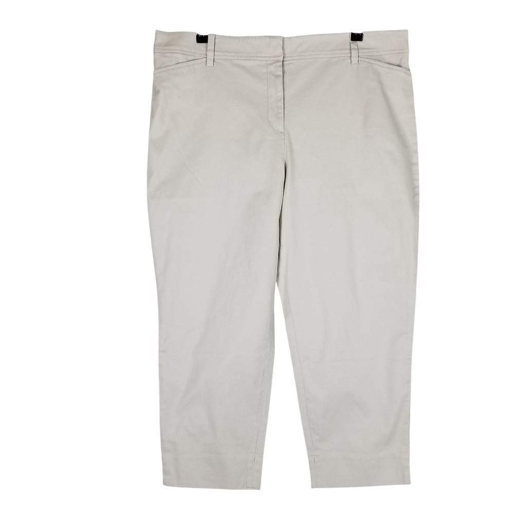 Talbots Perfect Crop Pant Women 16P Tan Slim Leg Stretch Cotton Chino 56745467